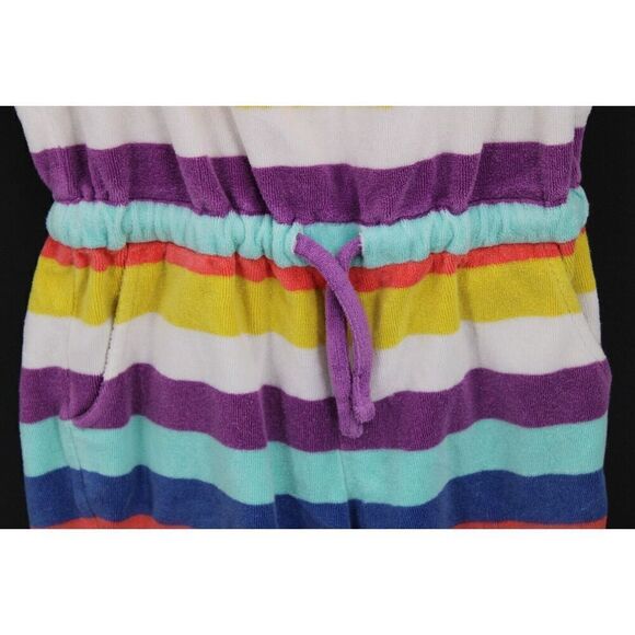 MINI BODEN KID GIRL RAINBOW STRIPE TERRY TOWELLING SUMMER ROMPER CLOTHES 7-8 - Picture 4 of 9